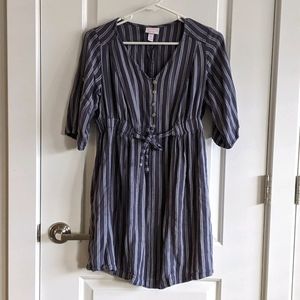 Maternity Blouse Blue Striped w/Pockets